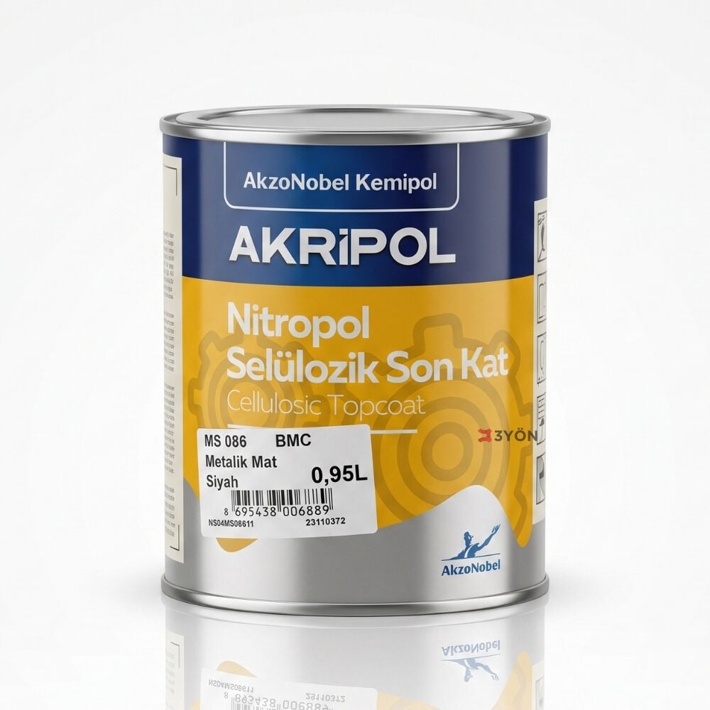 AkzoNobel Akripol Nitropol MS 086 0,95 Litre BMC Metalik Mat Siyah