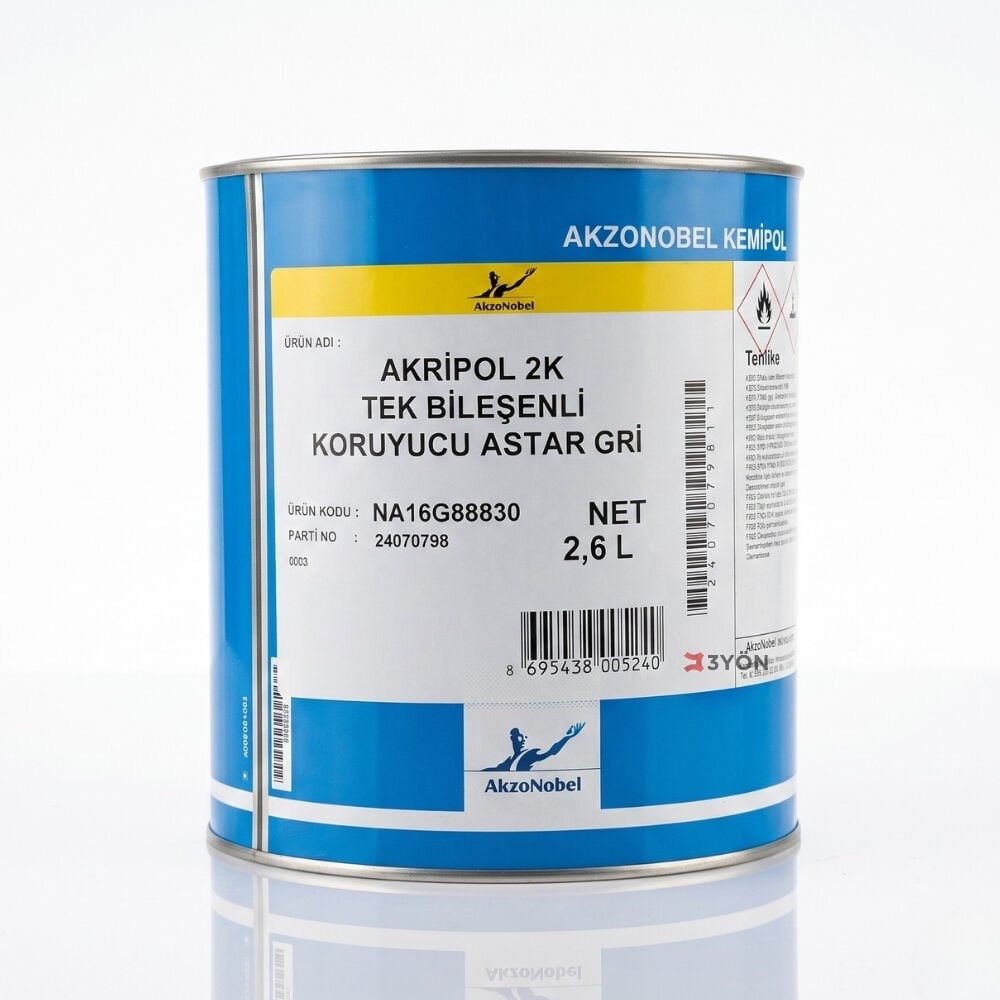 AkzoNobel Akripol 2K Tek Bileşenli Astar 2,6 Litre Gri